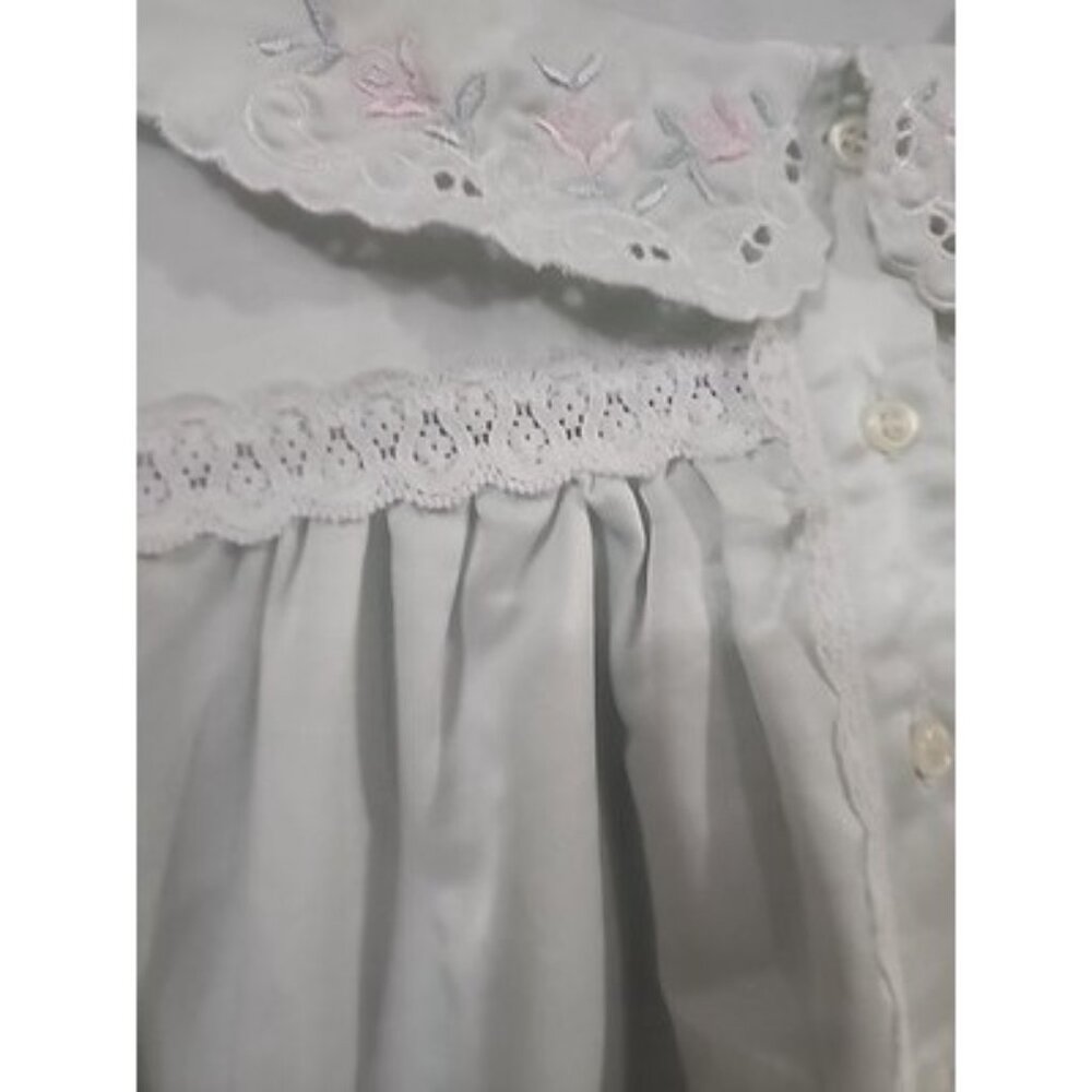Beautiful Bridal‎ Mint Green Satin Nightgown with Pink Embroidery Vintage Dress - Picture 5 of 16